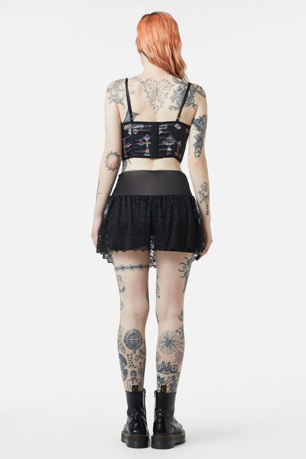 Dangerfield - Boudoir Satin Lace Skort - black