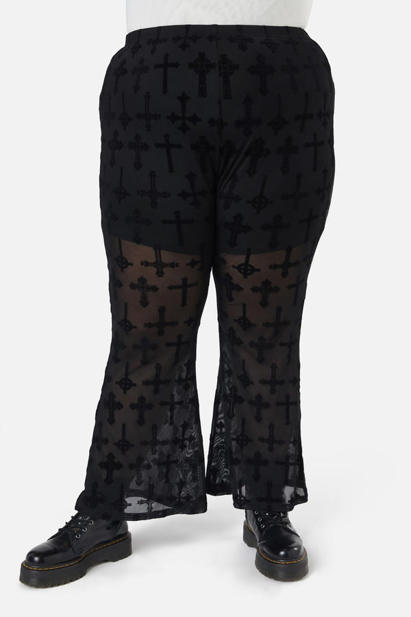 Dangerfield - Vowed Flocked Mesh Pant - black