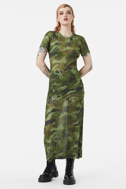 Dangerfield - Nook Of The Garden Camo Mesh Dress - green