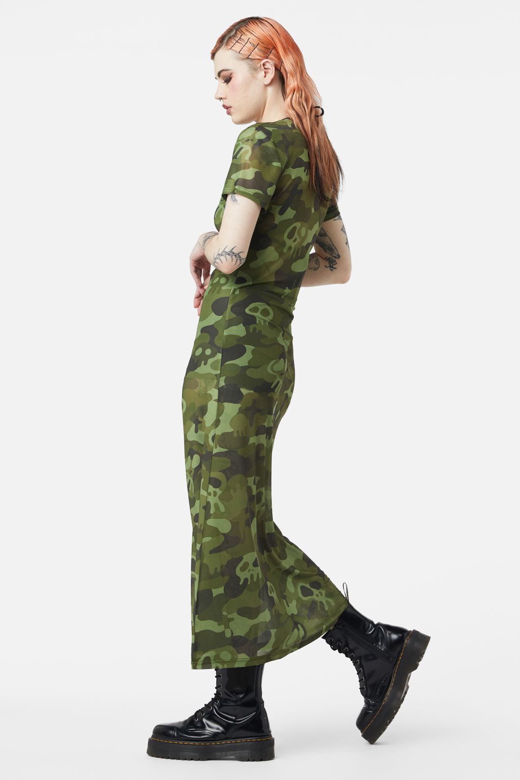 Dangerfield - Nook Of The Garden Camo Mesh Dress - green
