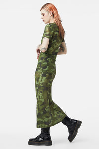 Dangerfield - Nook Of The Garden Camo Mesh Dress - green