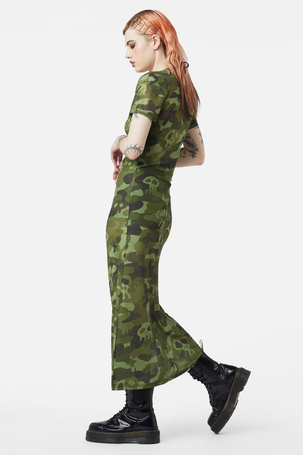 Dangerfield - Nook Of The Garden Camo Mesh Dress - green