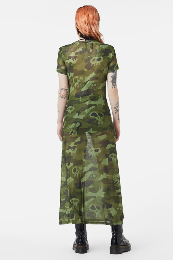 Dangerfield - Nook Of The Garden Camo Mesh Dress - green
