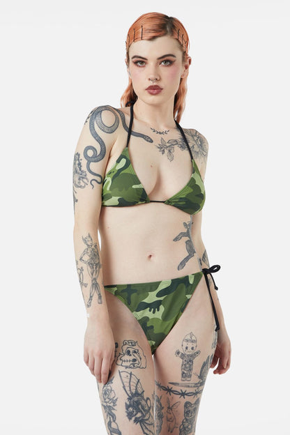 Dangerfield - Nook Of The Garden Camo Bikini Top - green