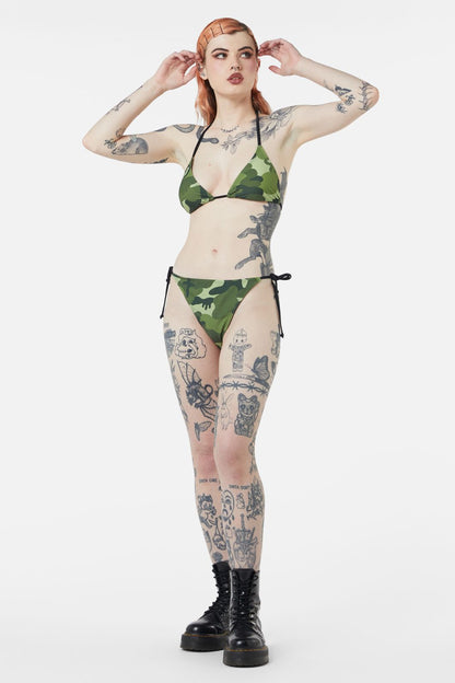 Dangerfield - Nook Of The Garden Camo Bikini Top - green