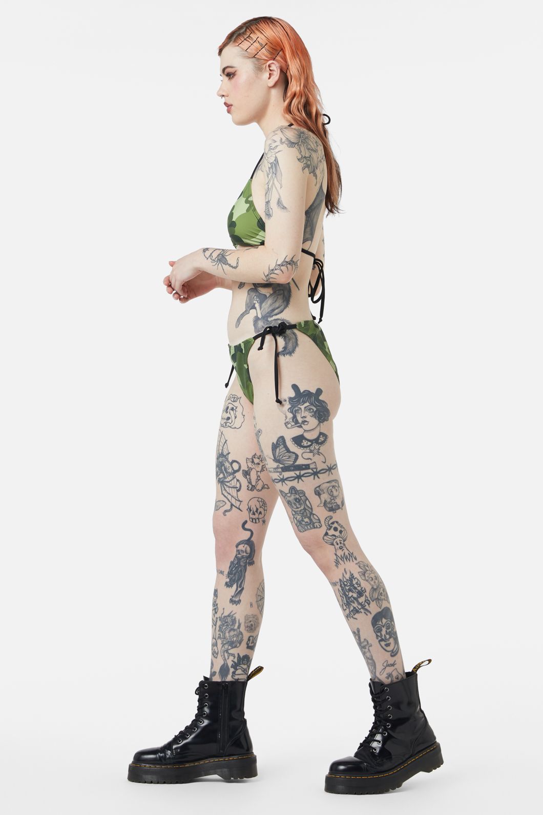 Dangerfield - Nook Of The Garden Camo Bikini bottom - green