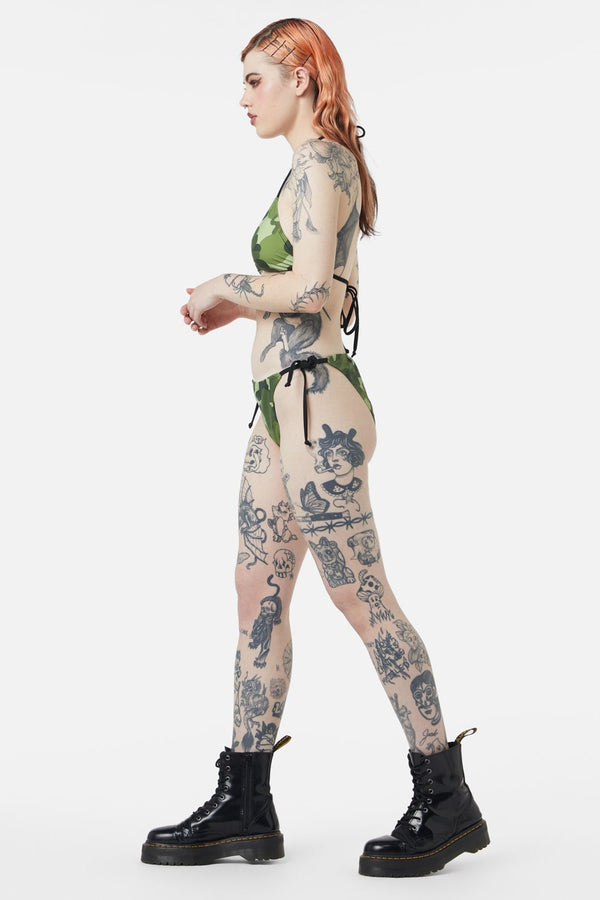 Dangerfield - Nook Of The Garden Camo Bikini bottom - green