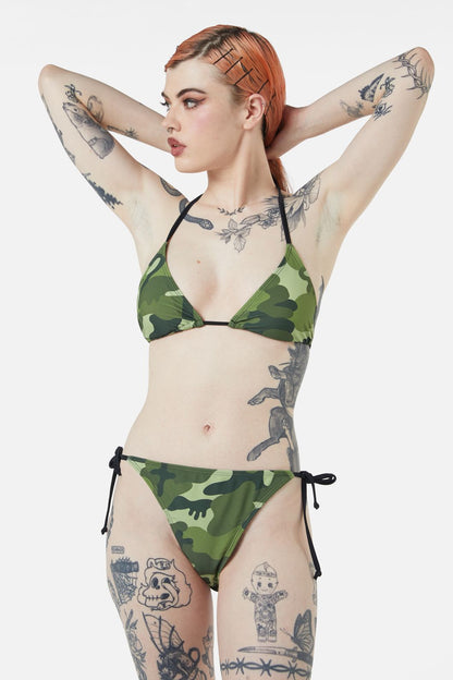 Dangerfield - Nook Of The Garden Camo Bikini Top - green