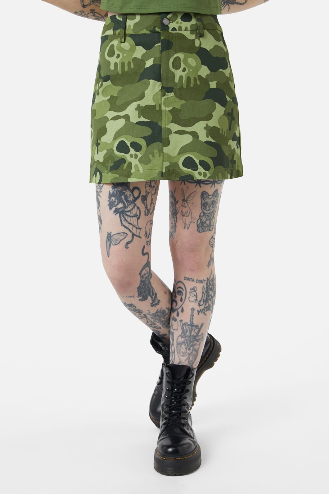 Dangerfield - Nook Of The Garden Camo Skirt - green