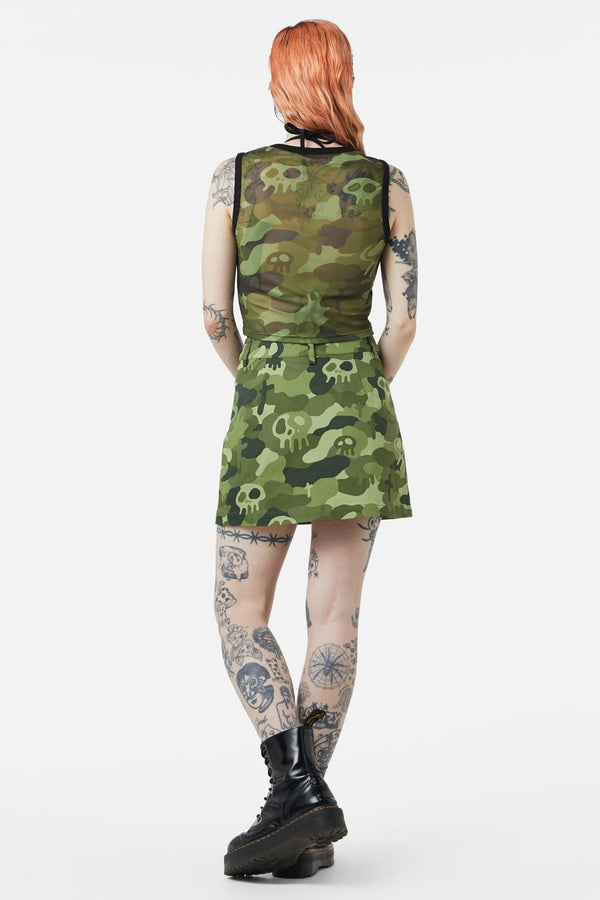 Dangerfield - Nook Of The Garden Camo Skirt - green