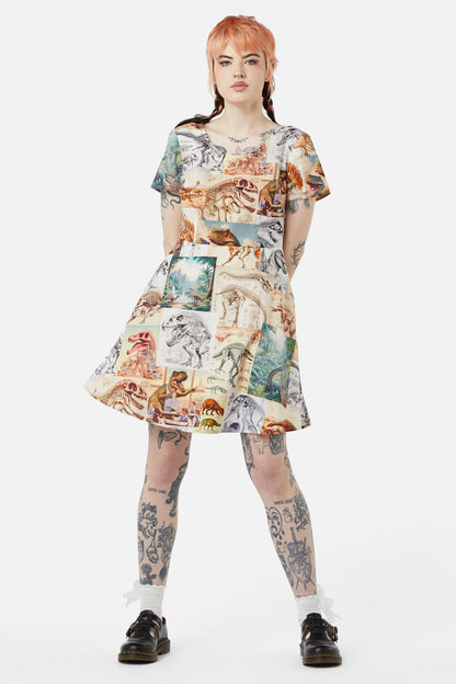 Dangerfield - Prehistoric Dino Tile Print Dress - multi