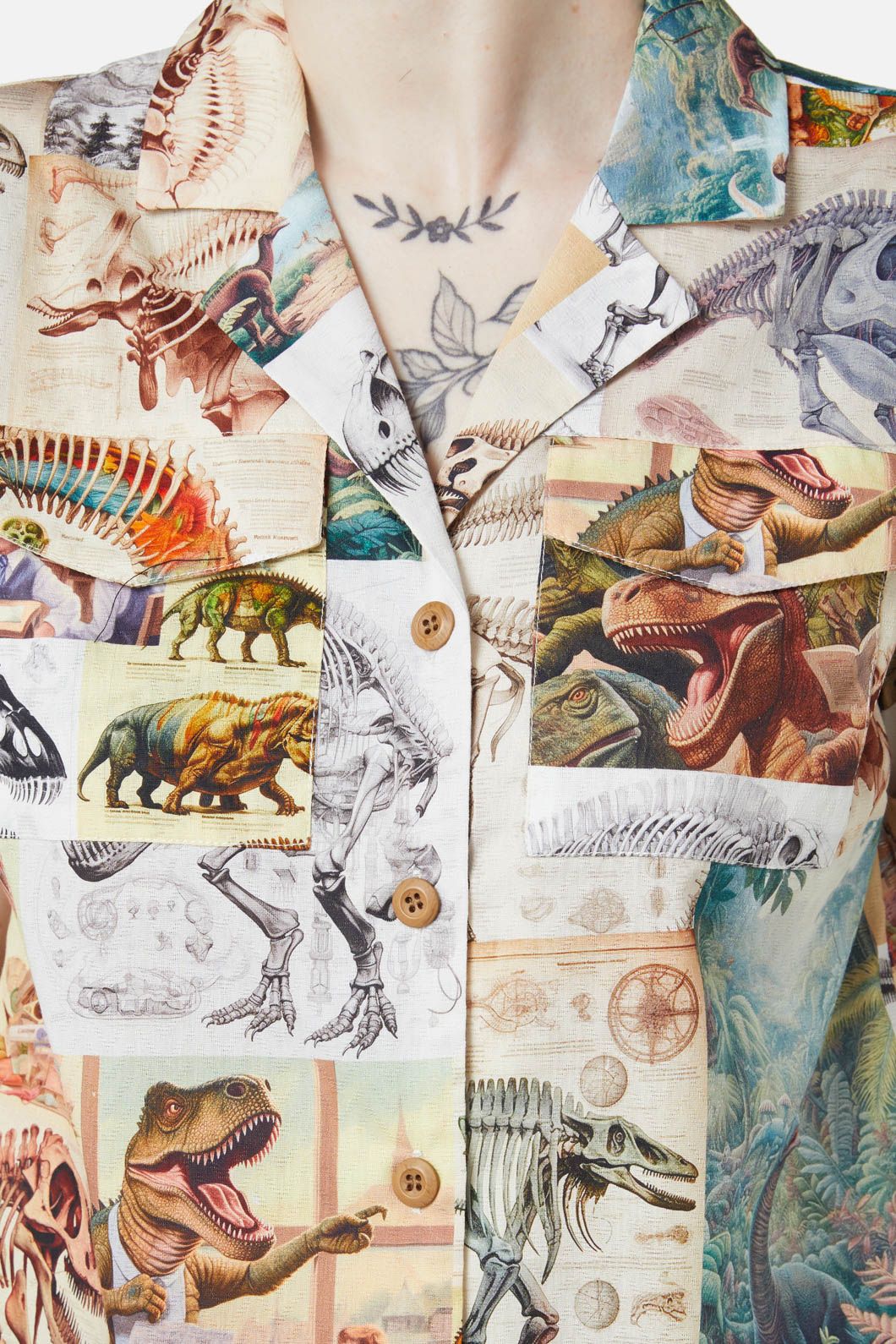 Dangerfield - Prehistoric Dino Tile Print Blouse - multi