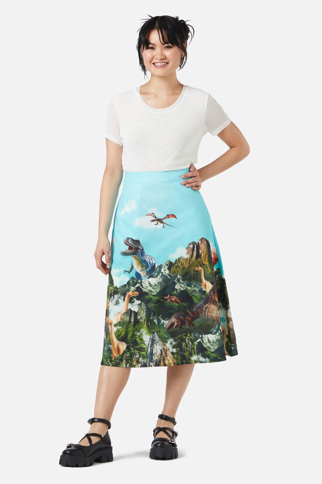 Dangerfield - Triassic Scene Border Skirt - multi