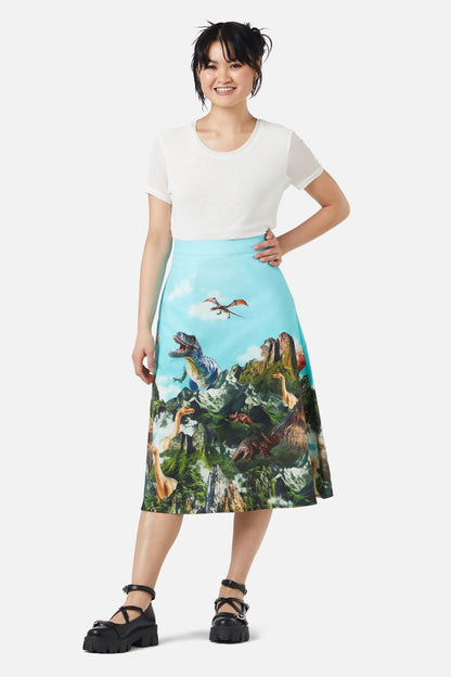 Dangerfield - Triassic Scene Border Skirt - multi