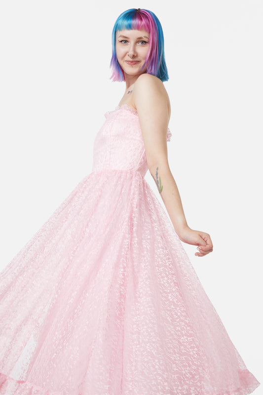 Dangerfield - Elina Lace Trim Dress - pink