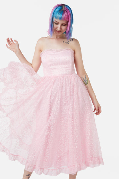 Dangerfield - Elina Lace Trim Dress - pink