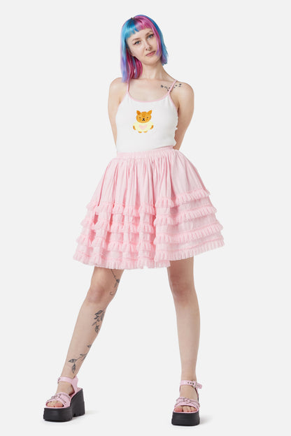 Dangerfield - Elina Lace Trim Skirt - pink
