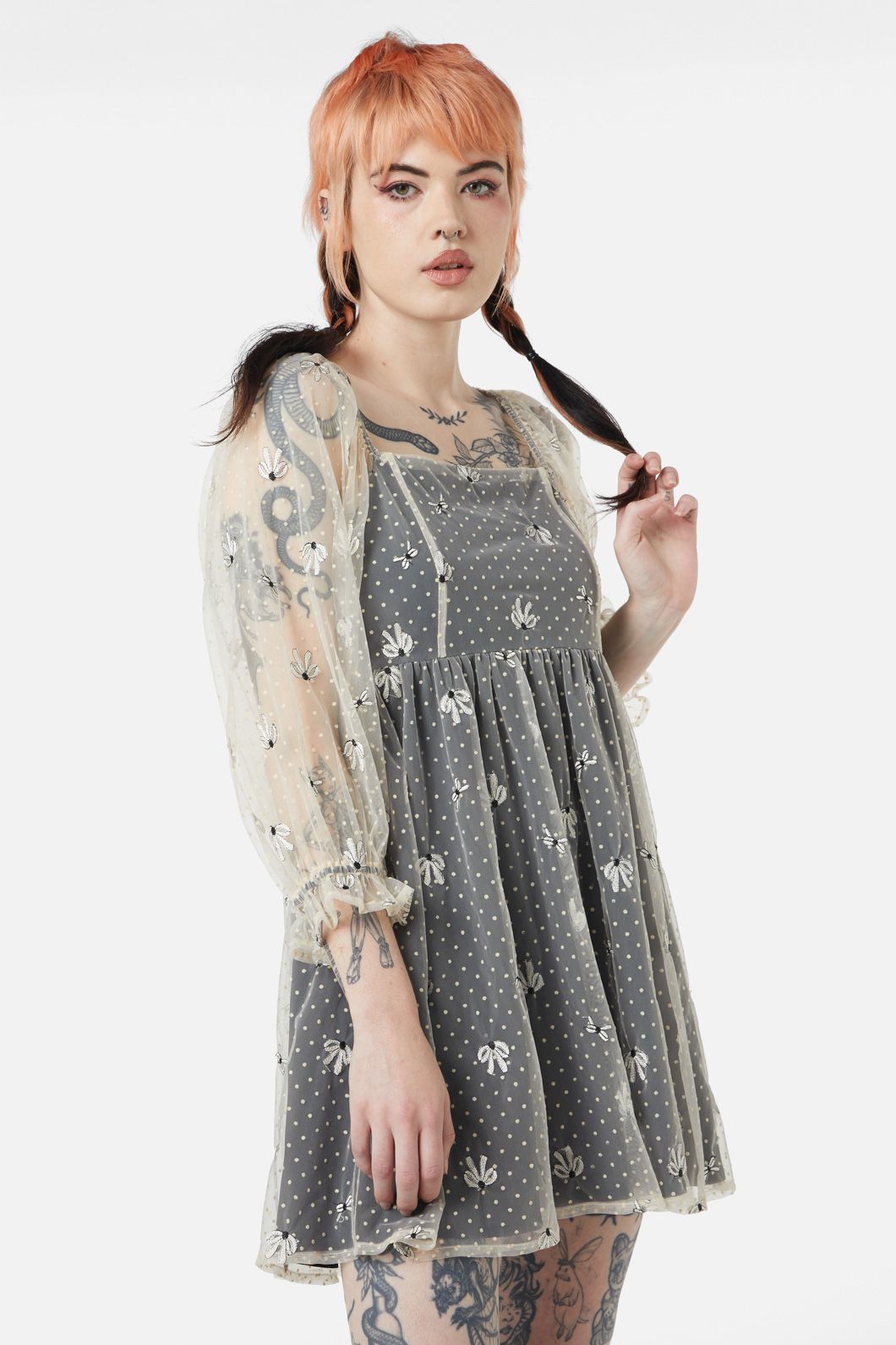 Dangerfield - Madeline Mesh Dress - black-white