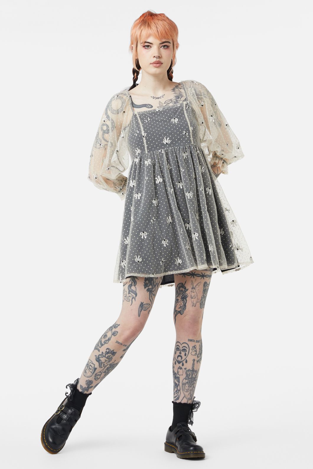 Dangerfield - Madeline Mesh Dress - black-white