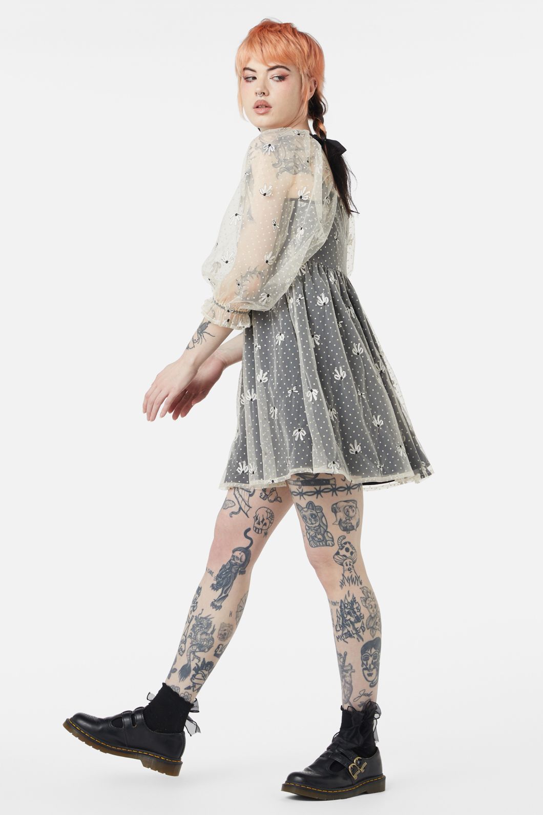 Dangerfield - Madeline Mesh Dress - black-white
