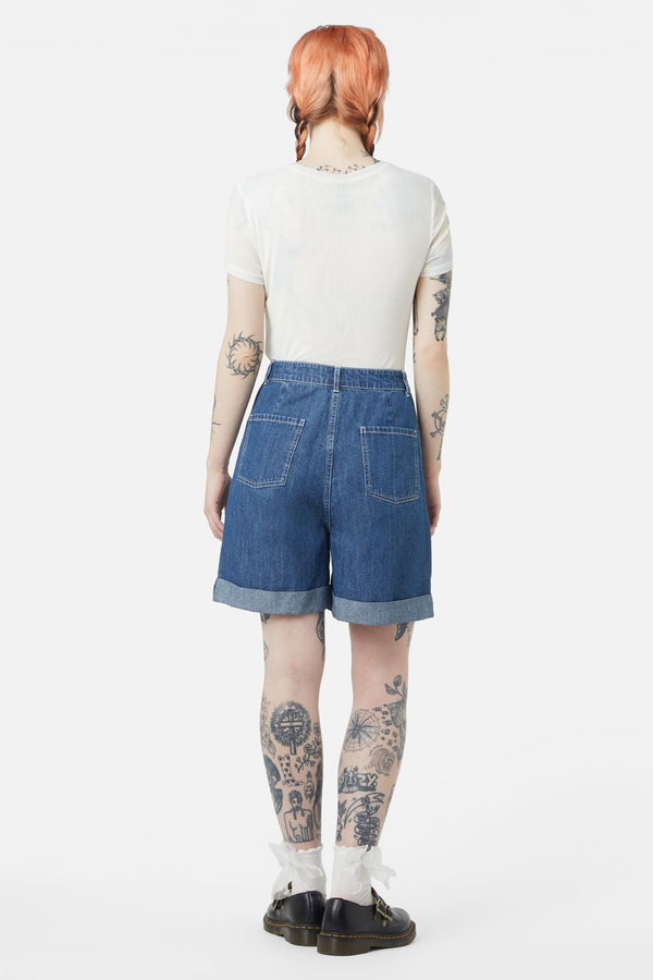 Dangerfield - Berry Kitty Denim Shorts - blue