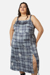 Dangerfield - Curve Love Her Printed Satin Split Dress - grey