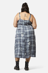 Dangerfield - Curve Love Her Printed Satin Split Dress - grey