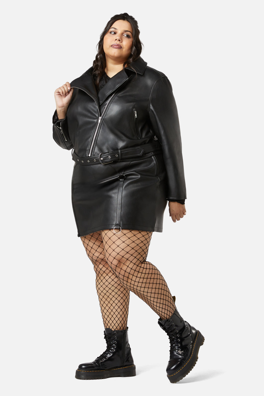 Plus size pu outlet jacket