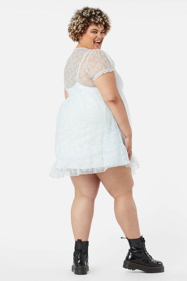 Dangerfield - Curve Butterflies On The Wall Mesh Dress - blue