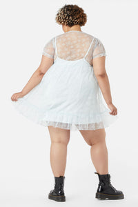 Dangerfield - Curve Butterflies On The Wall Mesh Dress - blue