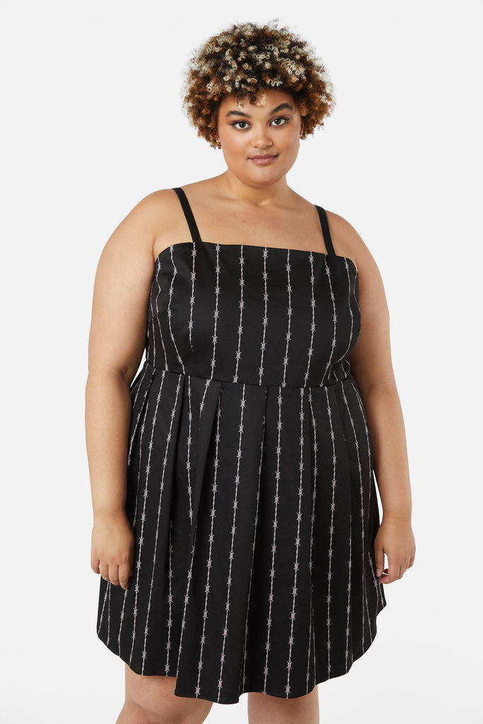 Barb Wire Bustier Pleated Dress