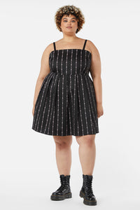 Dangerfield - Curve Barbed Wire Bustier Pleated Dress - black