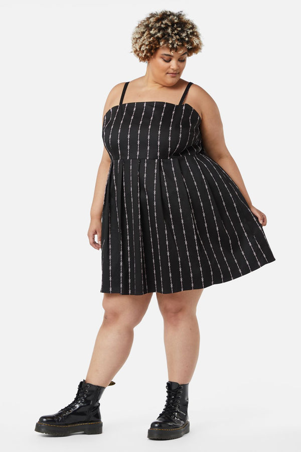 Dangerfield - Curve Barbed Wire Bustier Pleated Dress - black