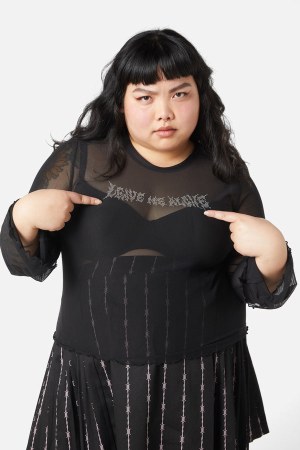 Dangerfield - Curve Diamante Leave Me Alone Top - black