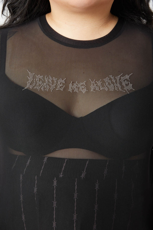 Dangerfield - Curve Diamante Leave Me Alone Top - black