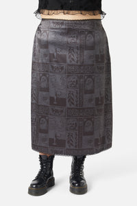 Dangerfield - Curve Ruined Mansion Satin Brocade Skirt - black