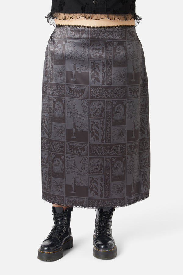 Dangerfield - Curve Ruined Mansion Satin Brocade Skirt - black