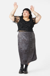Dangerfield - Curve Ruined Mansion Satin Brocade Skirt - black