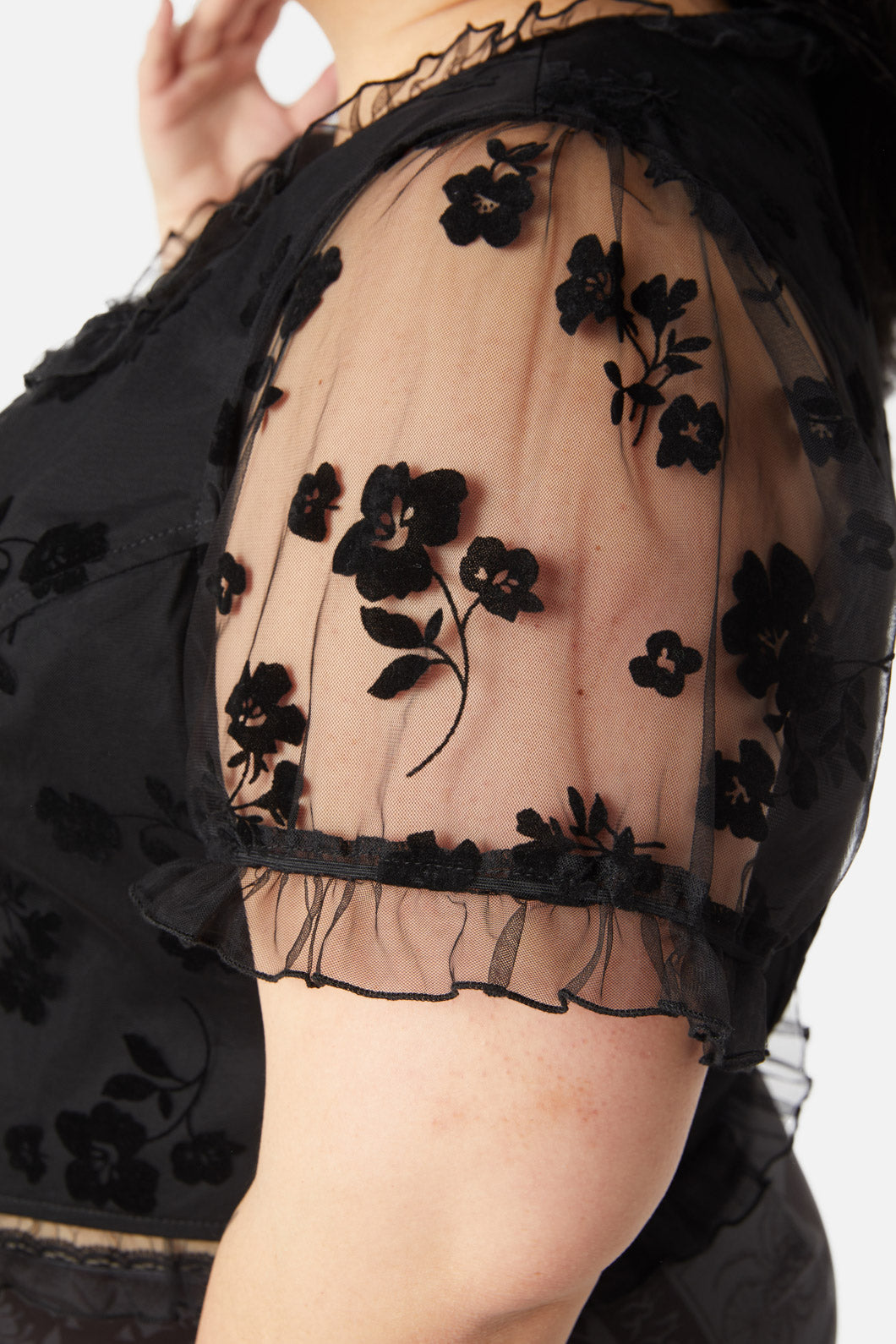 Black Floral Lace Corset Top