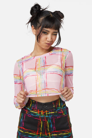 Dangerfield - Hype Queen Mesh Crop - pink