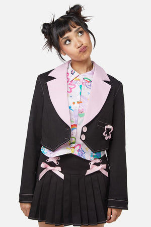 Dangerfield - Hottest B Crop Blazer - black-pink