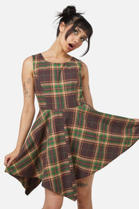 Dangerfield - Triassic Tartan Handkerchief Pinny - brown