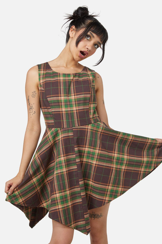 Dangerfield - Triassic Tartan Handkerchief Pinny - brown