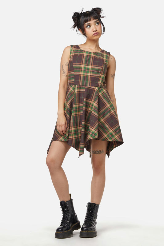 Dangerfield - Triassic Tartan Handkerchief Pinny - brown