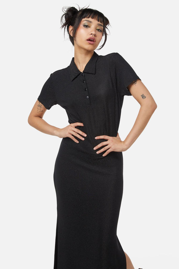 Dangerfield - Glitter Mesh Midi Dress - black