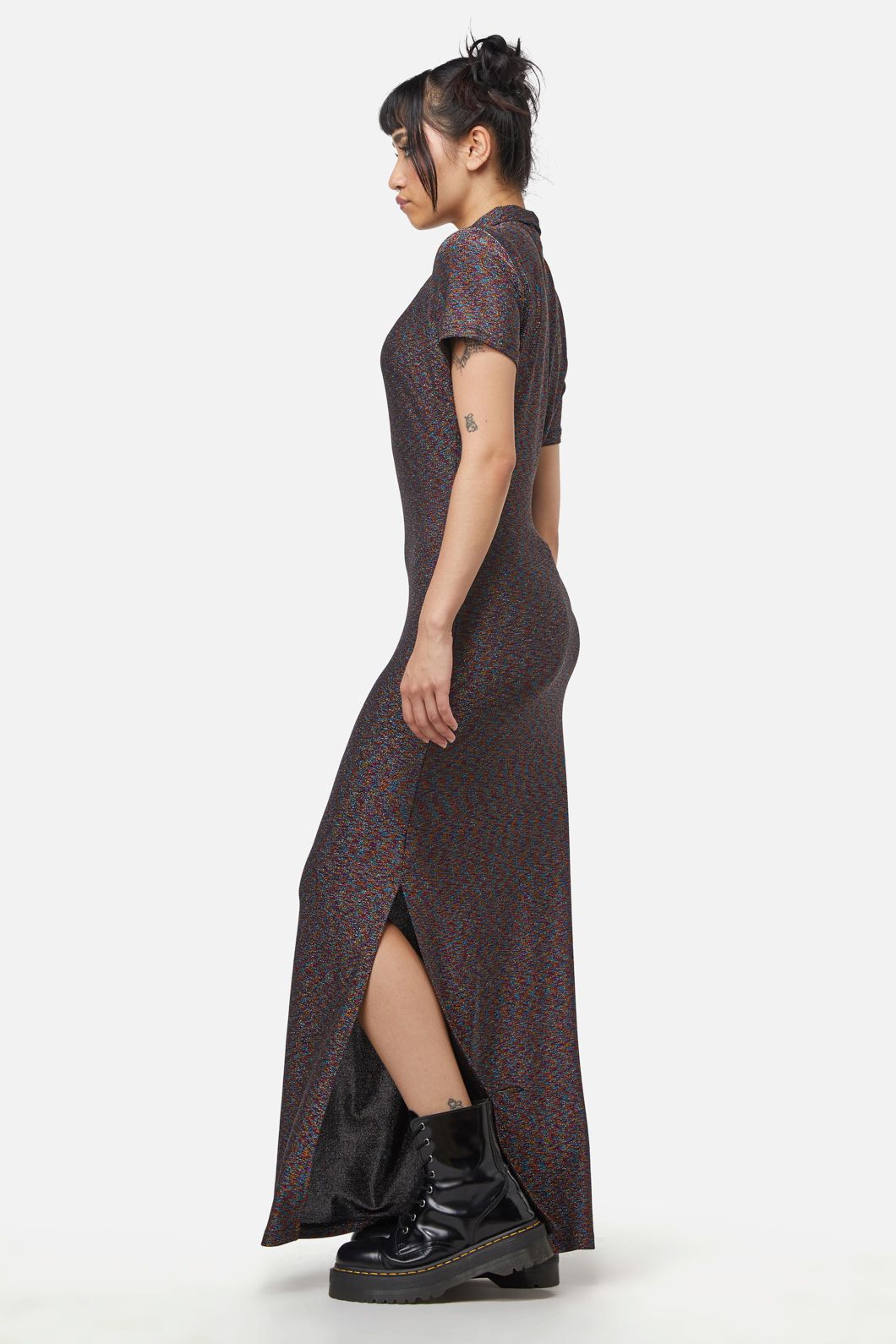 Dangerfield - Glitter Mesh Midi Dress - rainbow-black