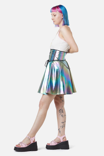 Dangerfield - Infrared Zipper Underbust Pu Corset - rainbow