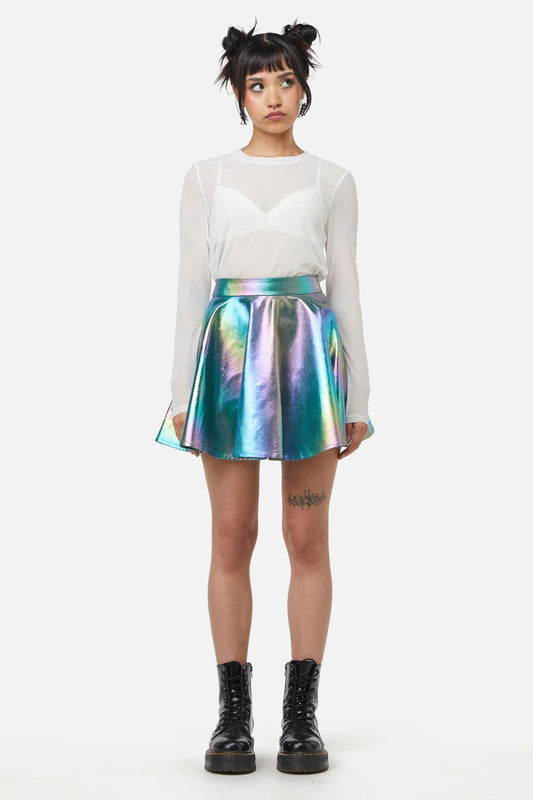 Dangerfield - Infrared Pu Circle Skirt - rainbow