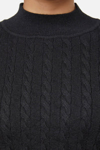 Dangerfield - Cable Knit Mock Neck Top - black