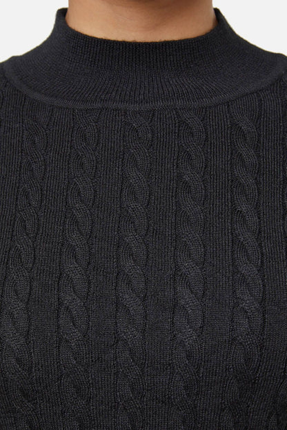 Dangerfield - Cable Knit Mock Neck Top - black
